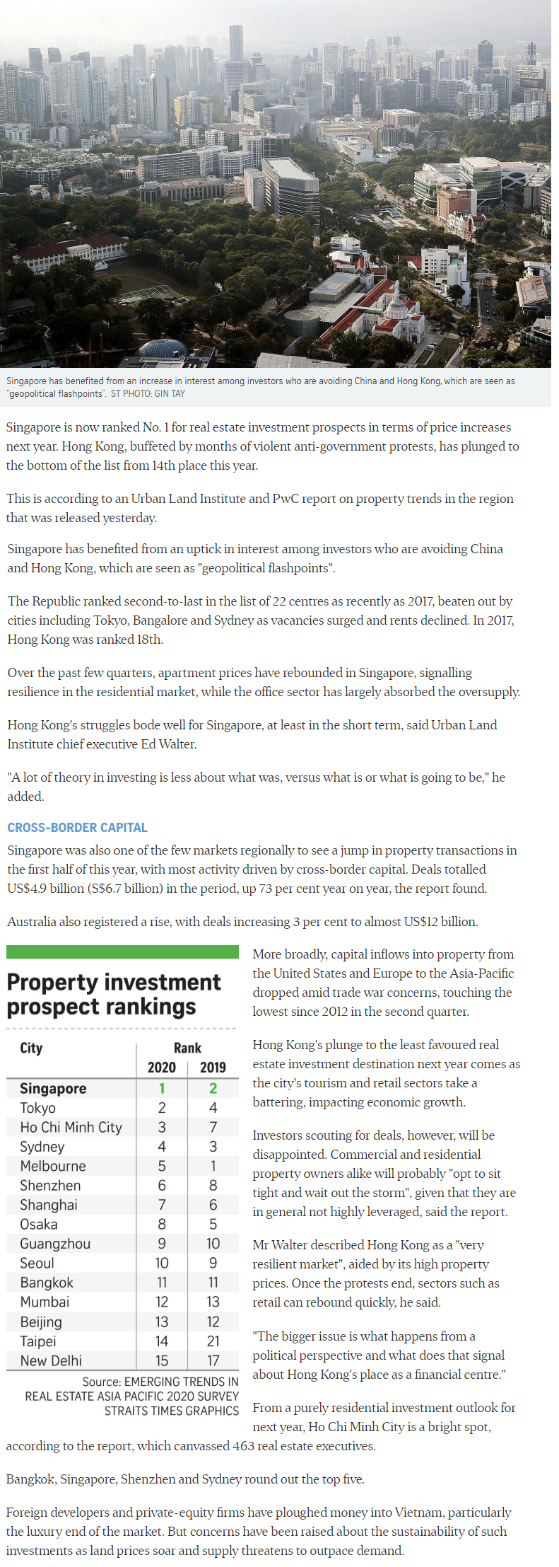 Midtown Bay - Singapore Tops Region For Property Investment Prospects