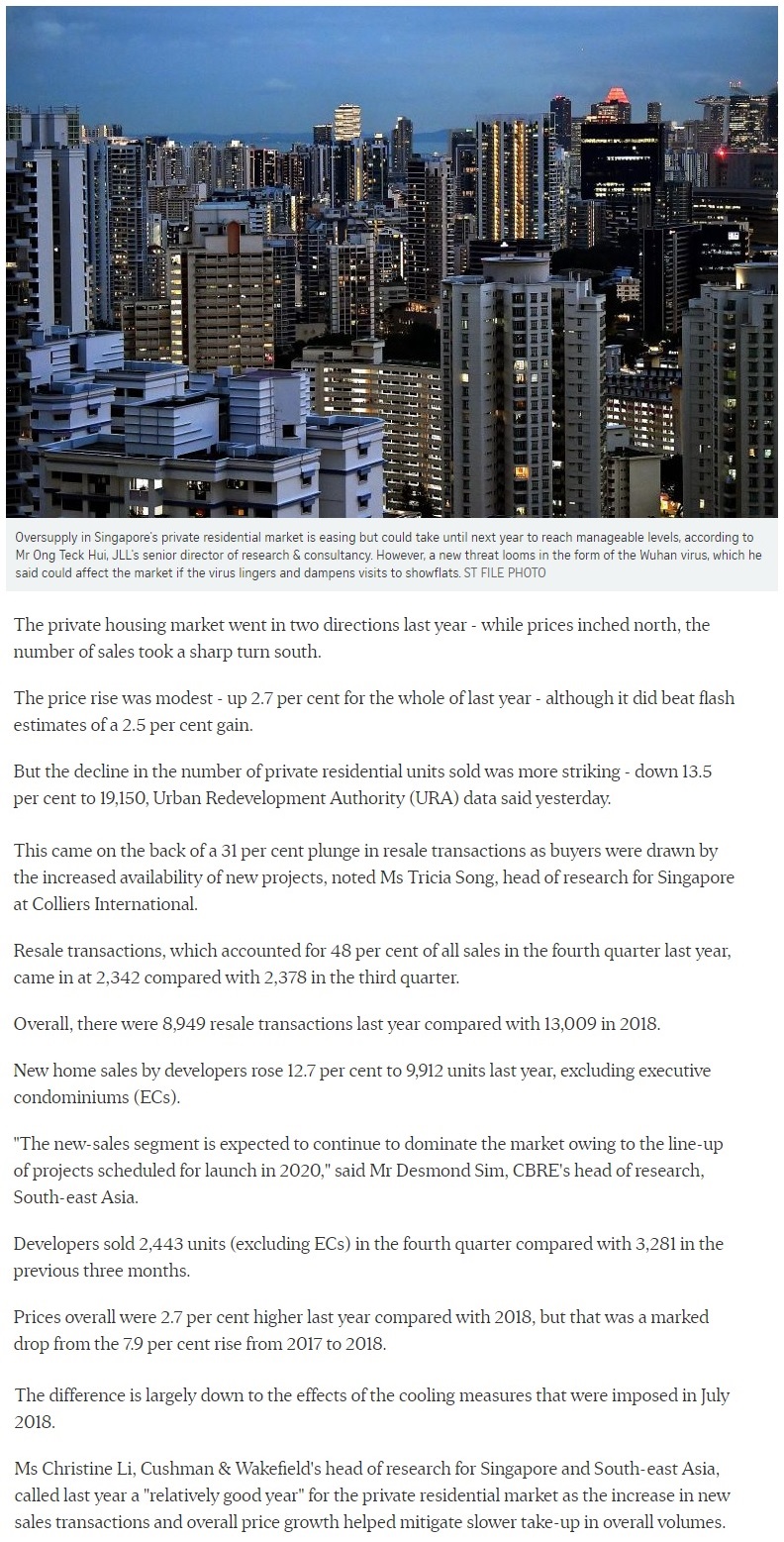 Midtown Bay - Singapore private home prices inch up 2.7% for 2019 Part 1